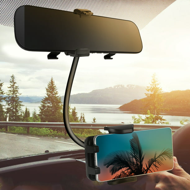 Car Rear View Mirror Phone Holder,Car Bracket Mount Universal Smartphone Cradle Compatible for iPhone 12/11 Pro Xr Xs Max X 7/8 Plus,Samsung Galaxy S10/S9/S8/S7 and All Phone Google Pixel 4 3 XL GPS 